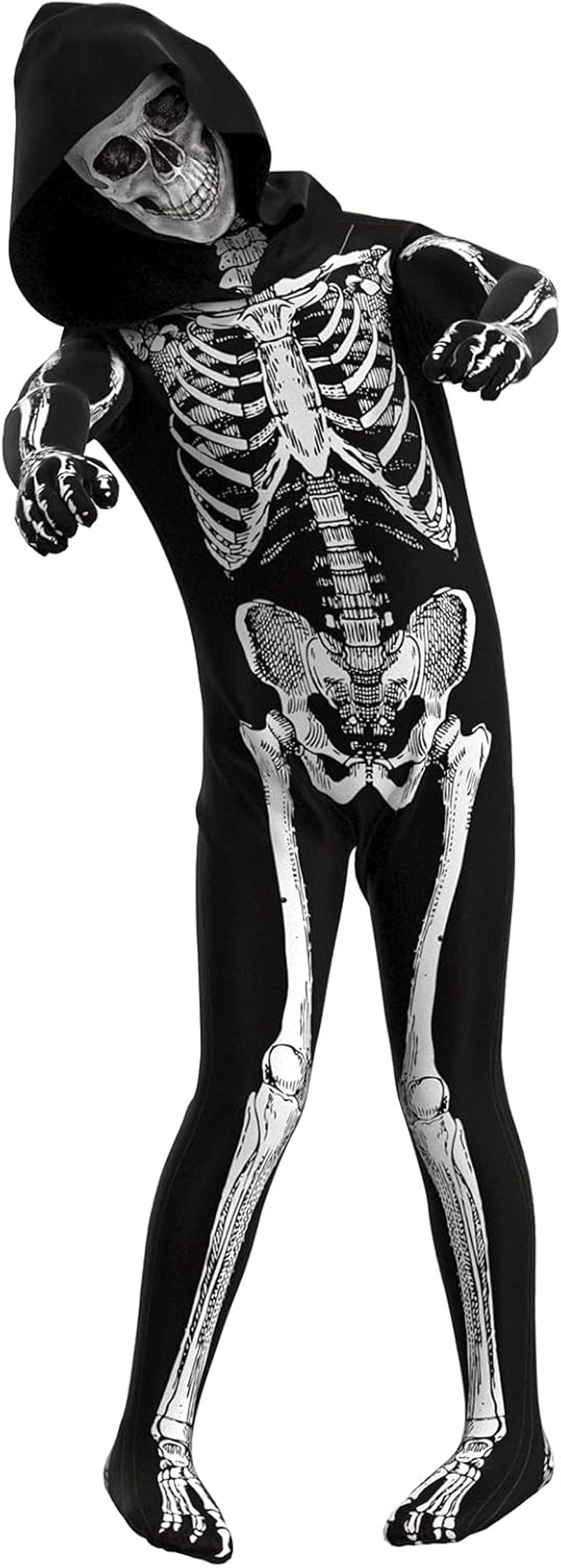 Disfraz Unisex de Esqueleto – Enterizo Negro con Huesos Blancos