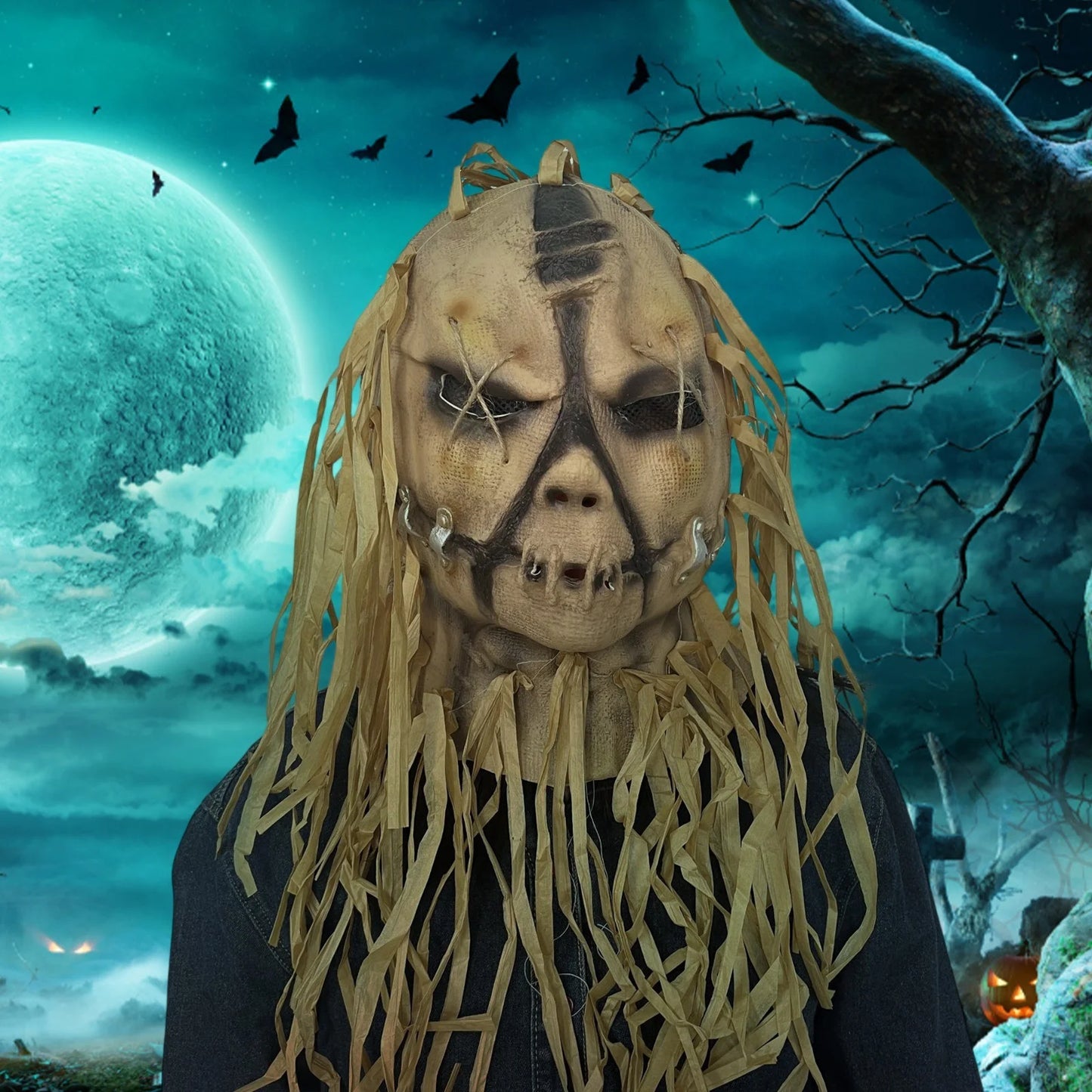 Máscara de Espantapájaros Terrorífico – Látex Completo con Cuerda y Detalles Realistas para Halloween