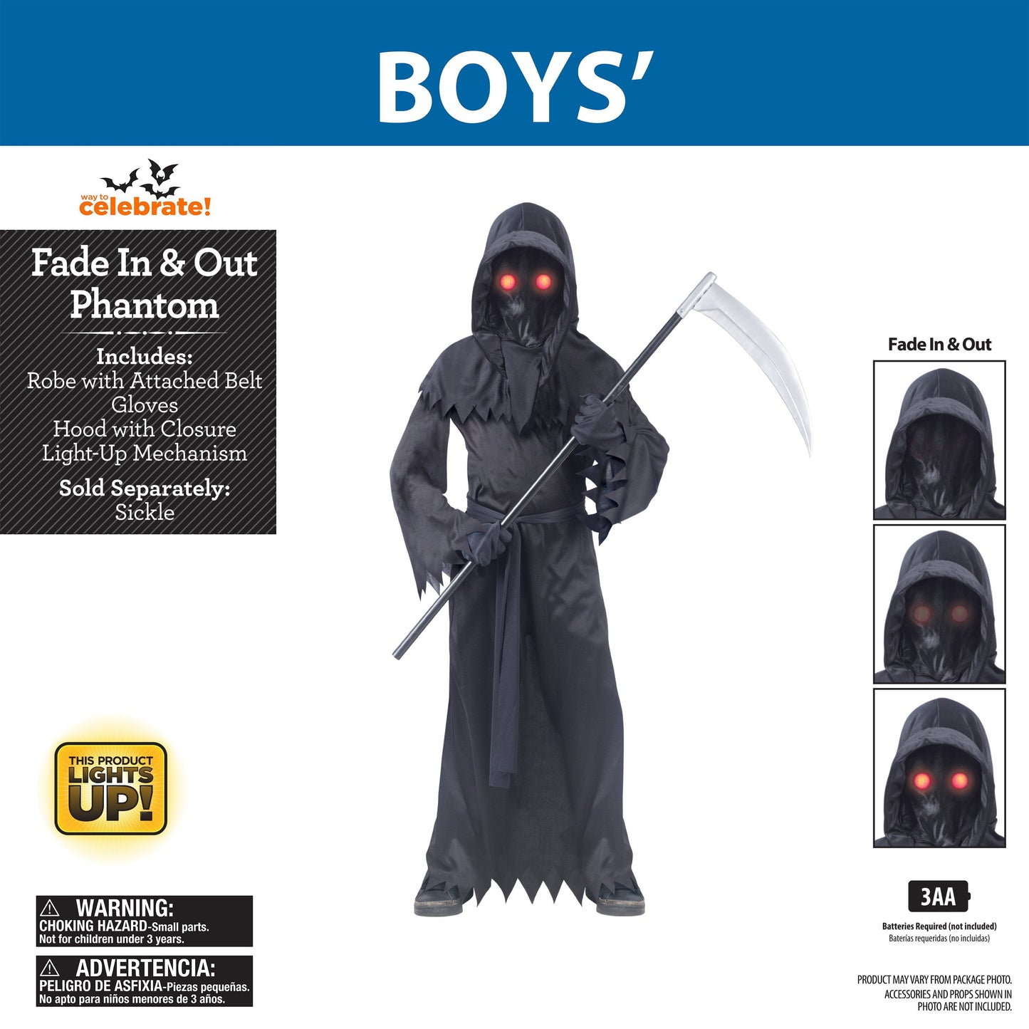 Disfraz de Fantasma Encapuchado para Niño – Traje de Espectro Oscuro con Capa y Capucha