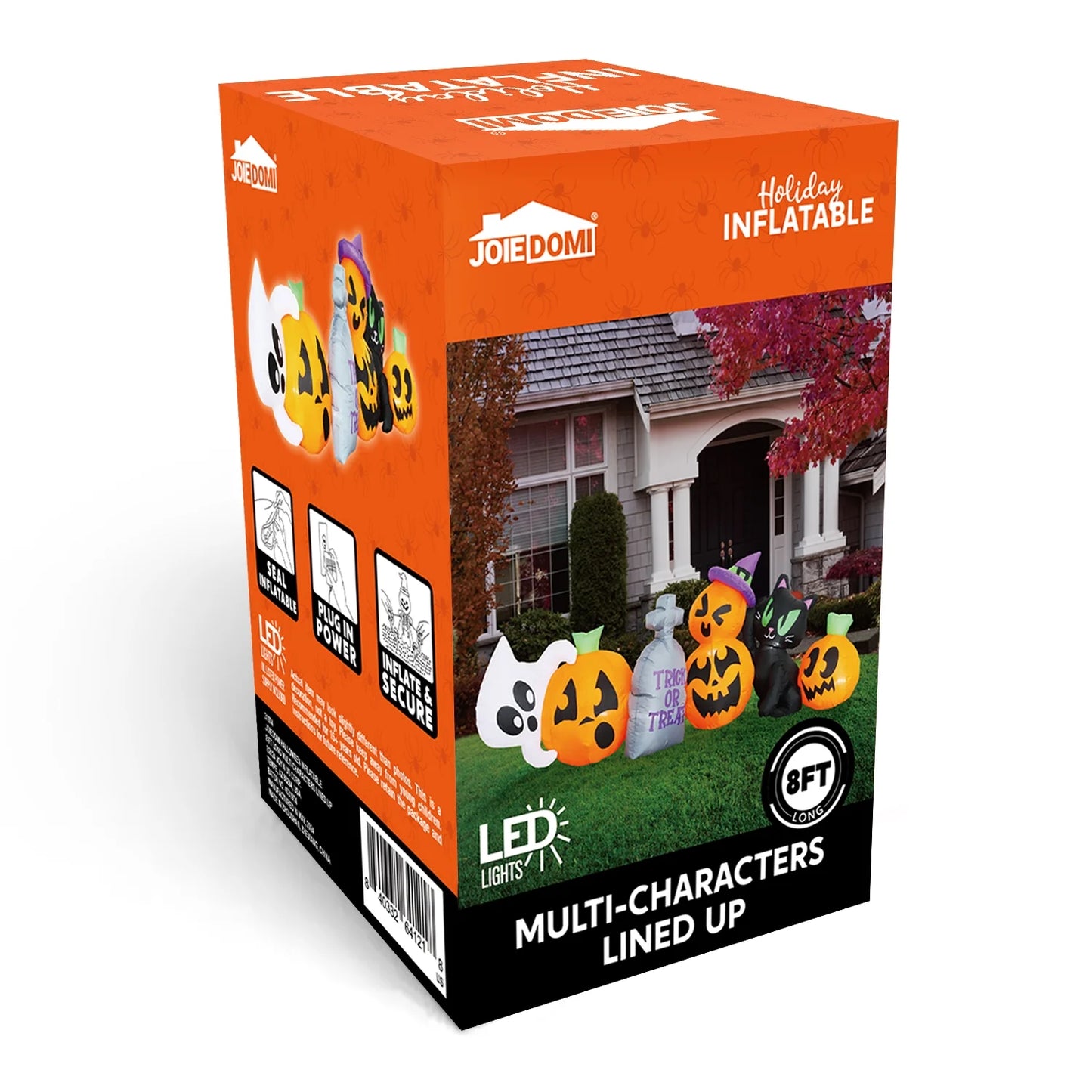 Inflable Halloween de 8 ft – Fantasma, Calabaza y Gato Luminoso con Tumba Decorativa para Exterior