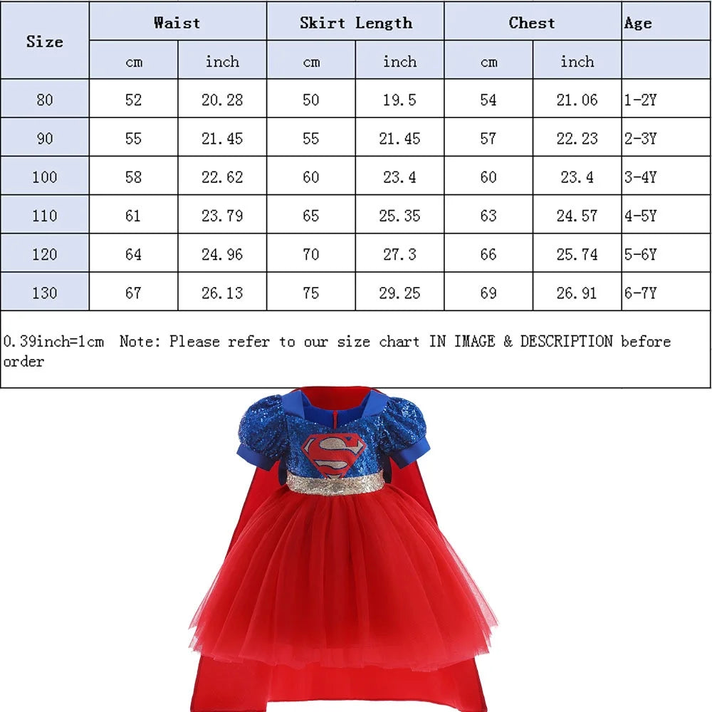Disfraz Infantil de Superheroína – Vestido Brillante con Capa para Niñas | Ideal para Halloween o Fiestas de Disfraces