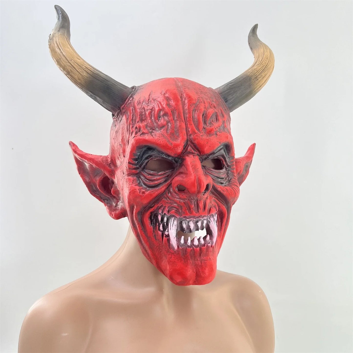 Máscara de Demonio Realista 14.9" – Terror Infernal para Halloween