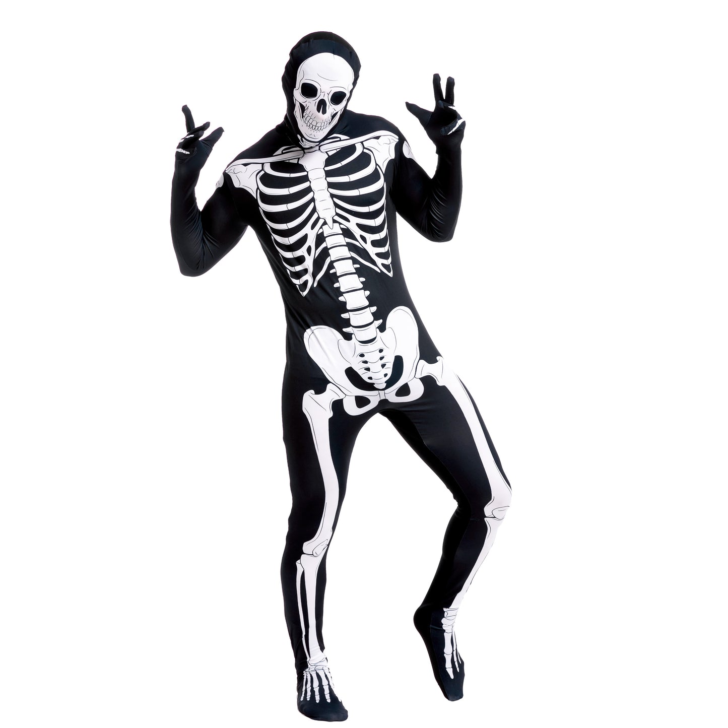 Disfraz de Esqueleto para Adultos – Traje Completo con Máscara y Capucha para Fiestas de Halloween