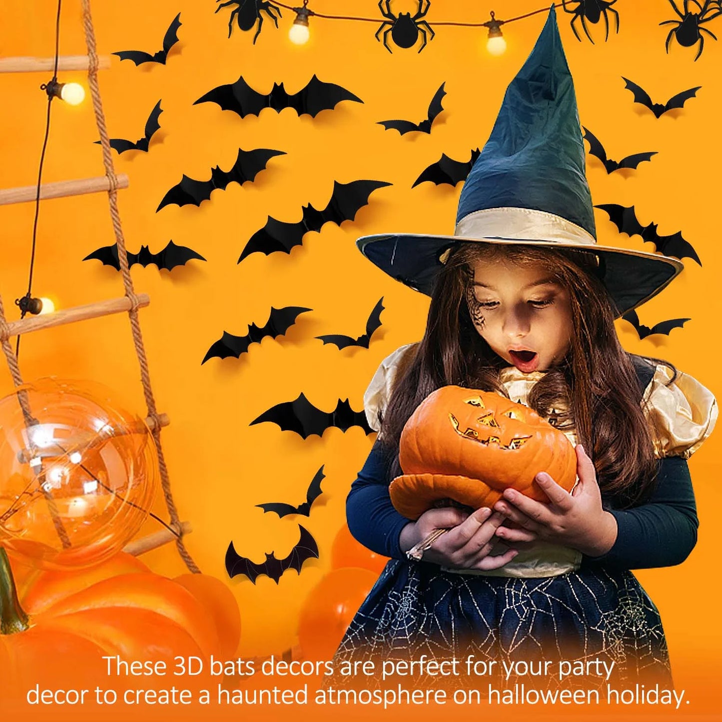 Pack 126 Murciélagos 3D Halloween – Decoración Adhesiva para Paredes