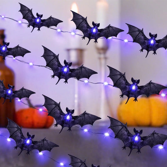Luces LED de Murciélagos 9.8FT – Decoración de Halloween Interior y Exterior