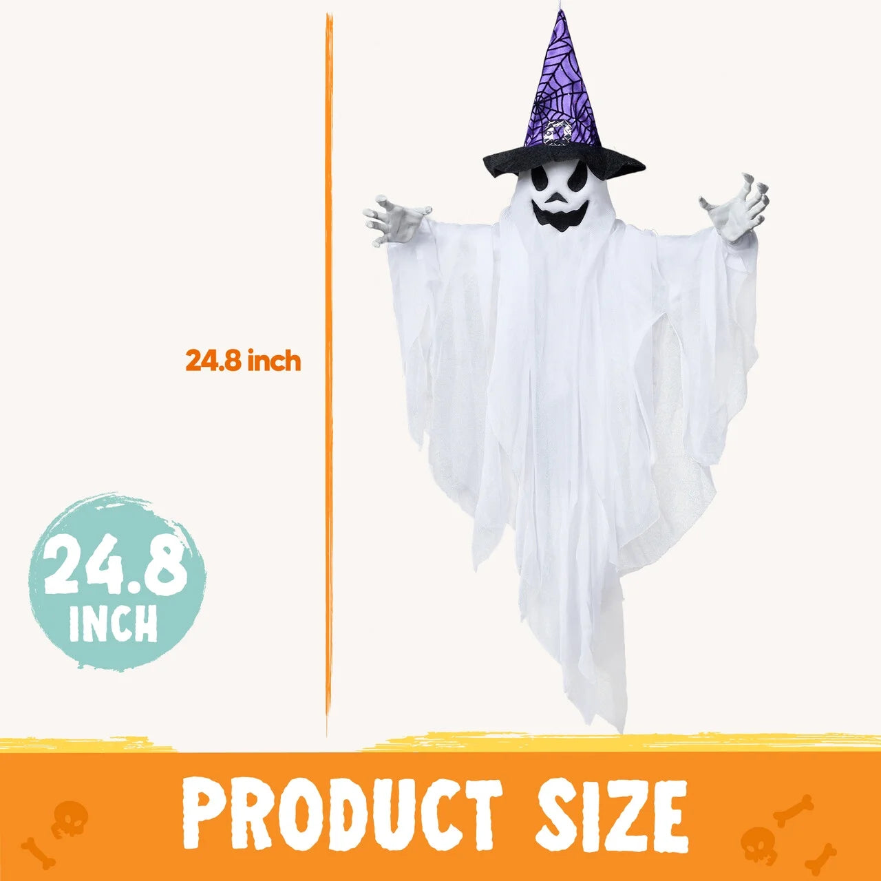 Set de 3 Fantasmas Colgantes de Halloween – Decoración Flotante para Exteriores 63 cm