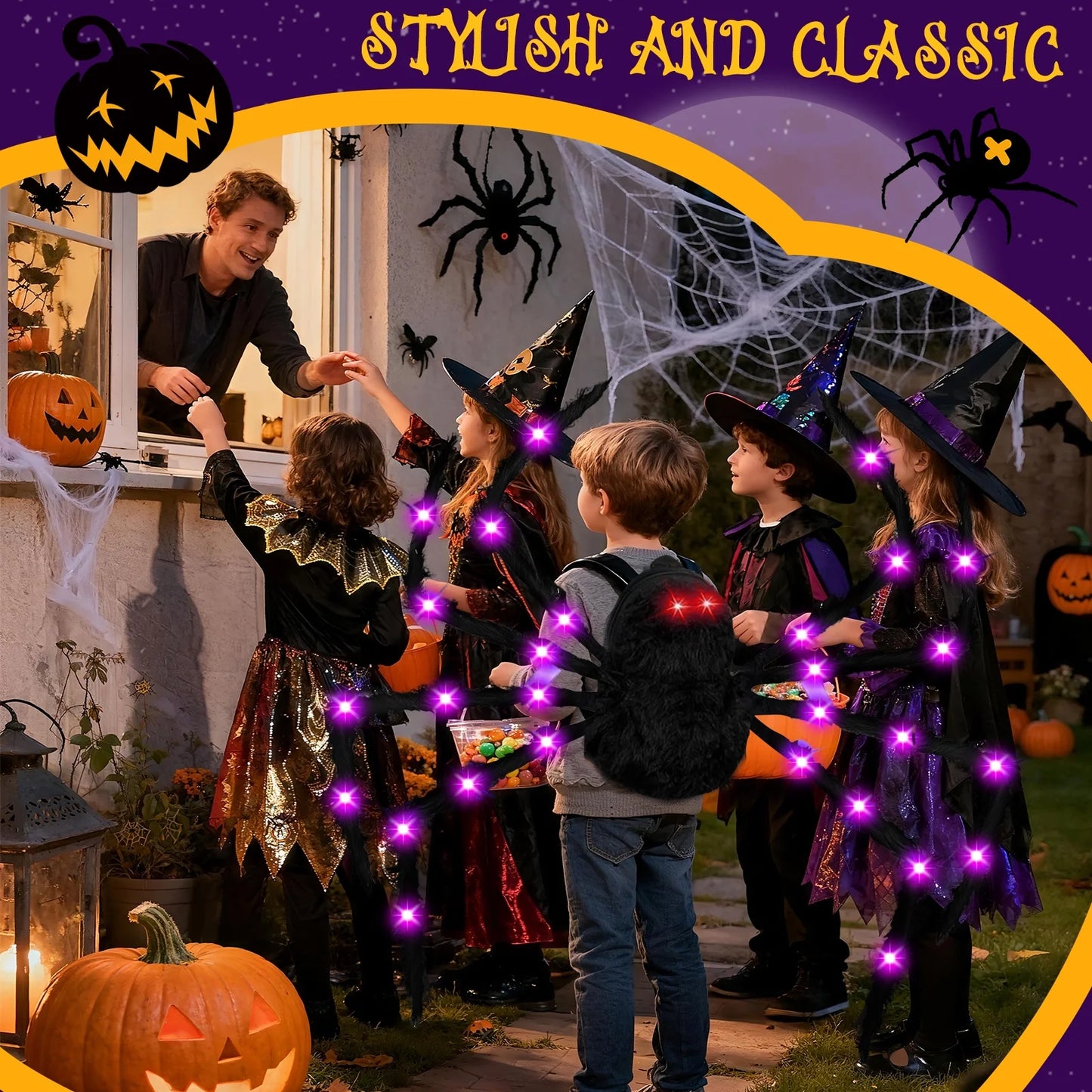 Disfraz de Araña Gigante con Luces LED – Halloween para Niños y Adultos