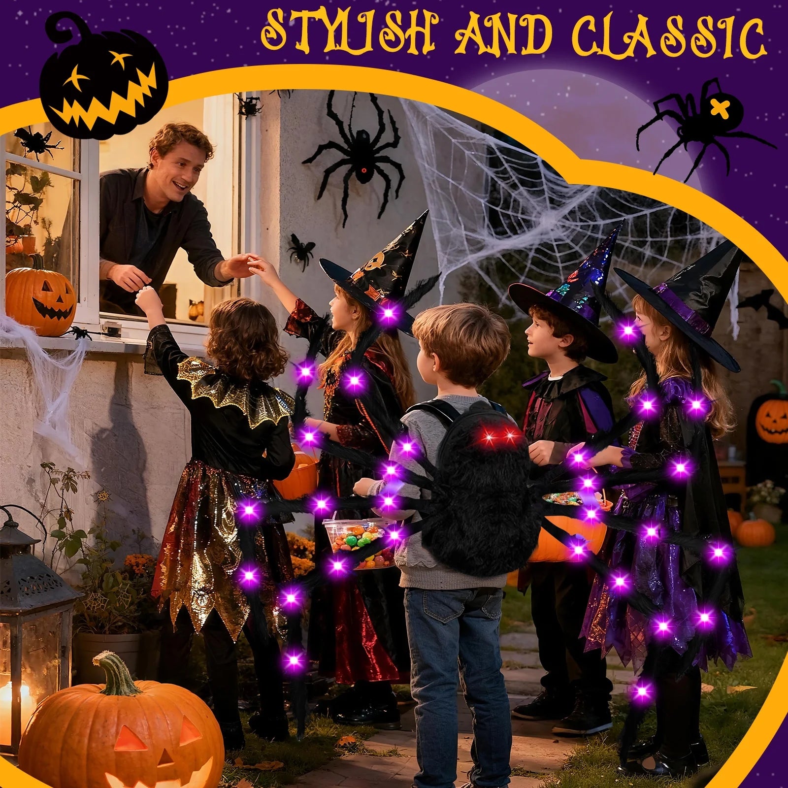 Disfraz de Araña Gigante con Luces LED – Halloween para Niños y Adultos