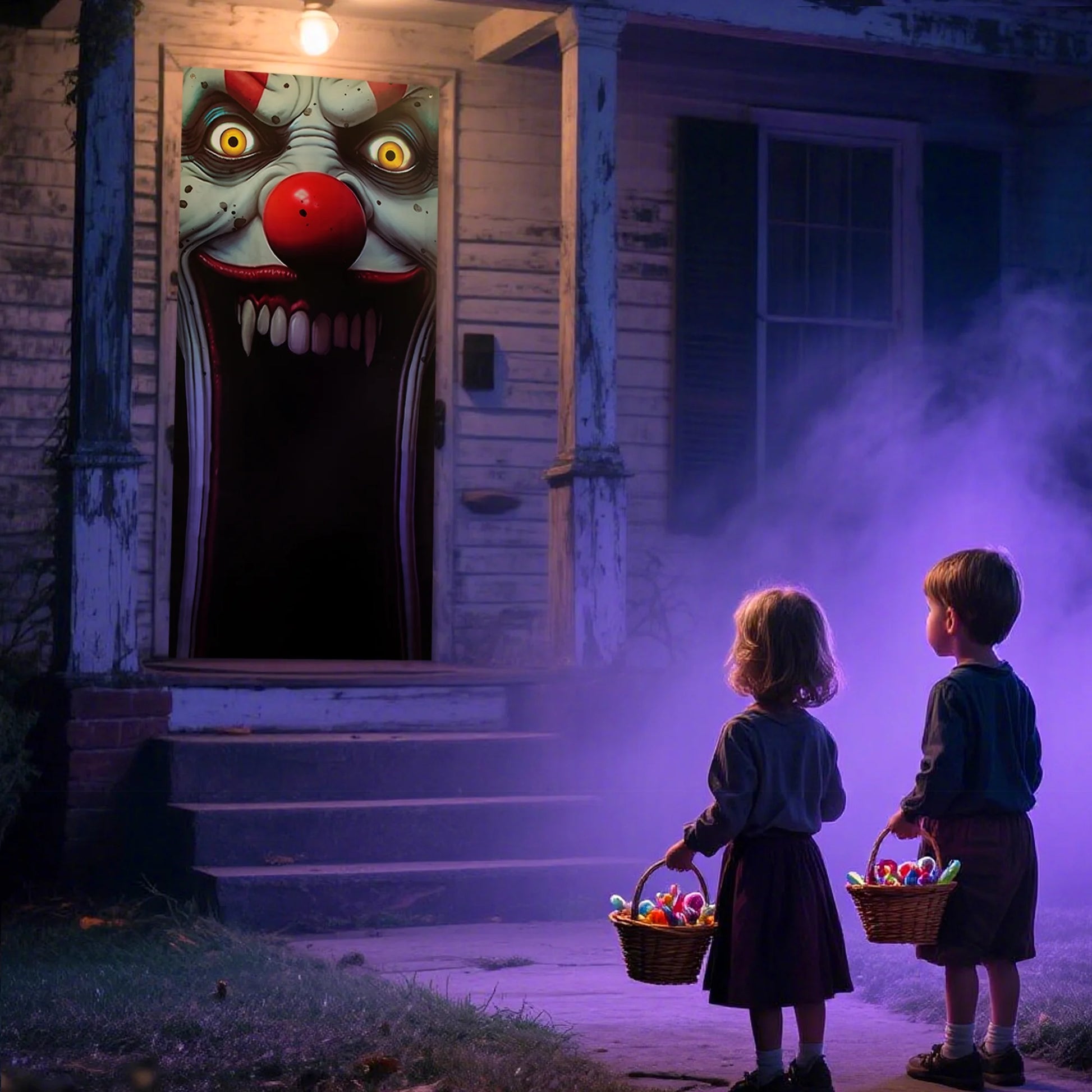 Cortina de Payaso de Terror – Decoración de Puerta o Ventana para Halloween