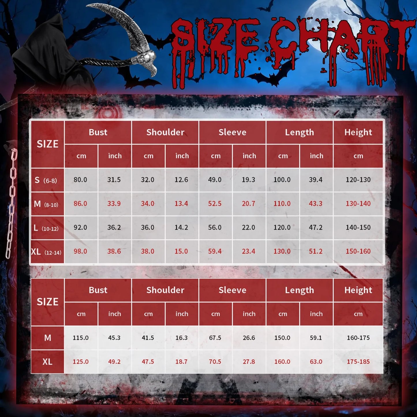 Disfraz del Segador Grim Reaper Infantil – Túnica Negra con Ojos Rojos y Guadaña