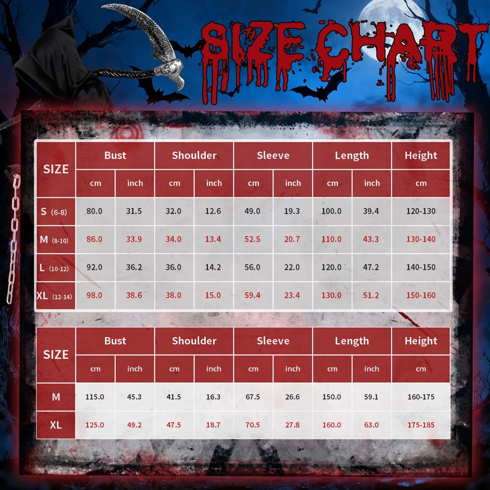 Disfraz del Segador Grim Reaper Infantil – Túnica Negra con Ojos Rojos y Guadaña