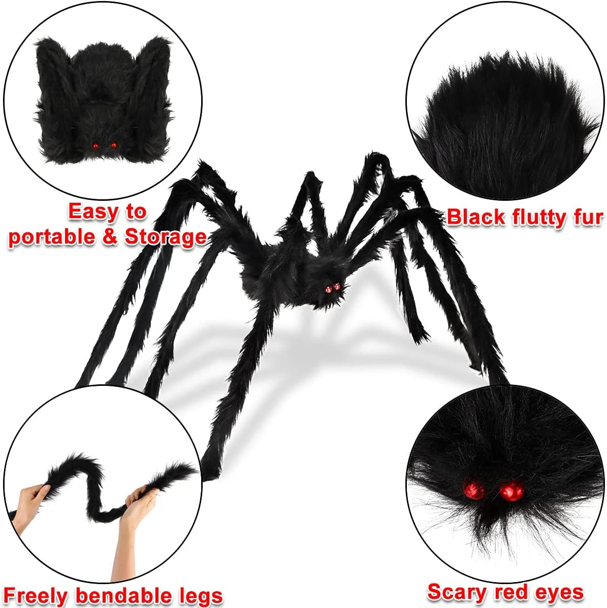 Araña Gigante de Halloween 79” – Decoración de Terror para Exteriores