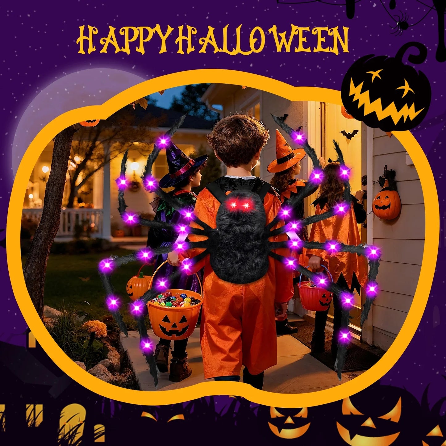 Disfraz de Araña Gigante con Luces LED – Halloween para Niños y Adultos