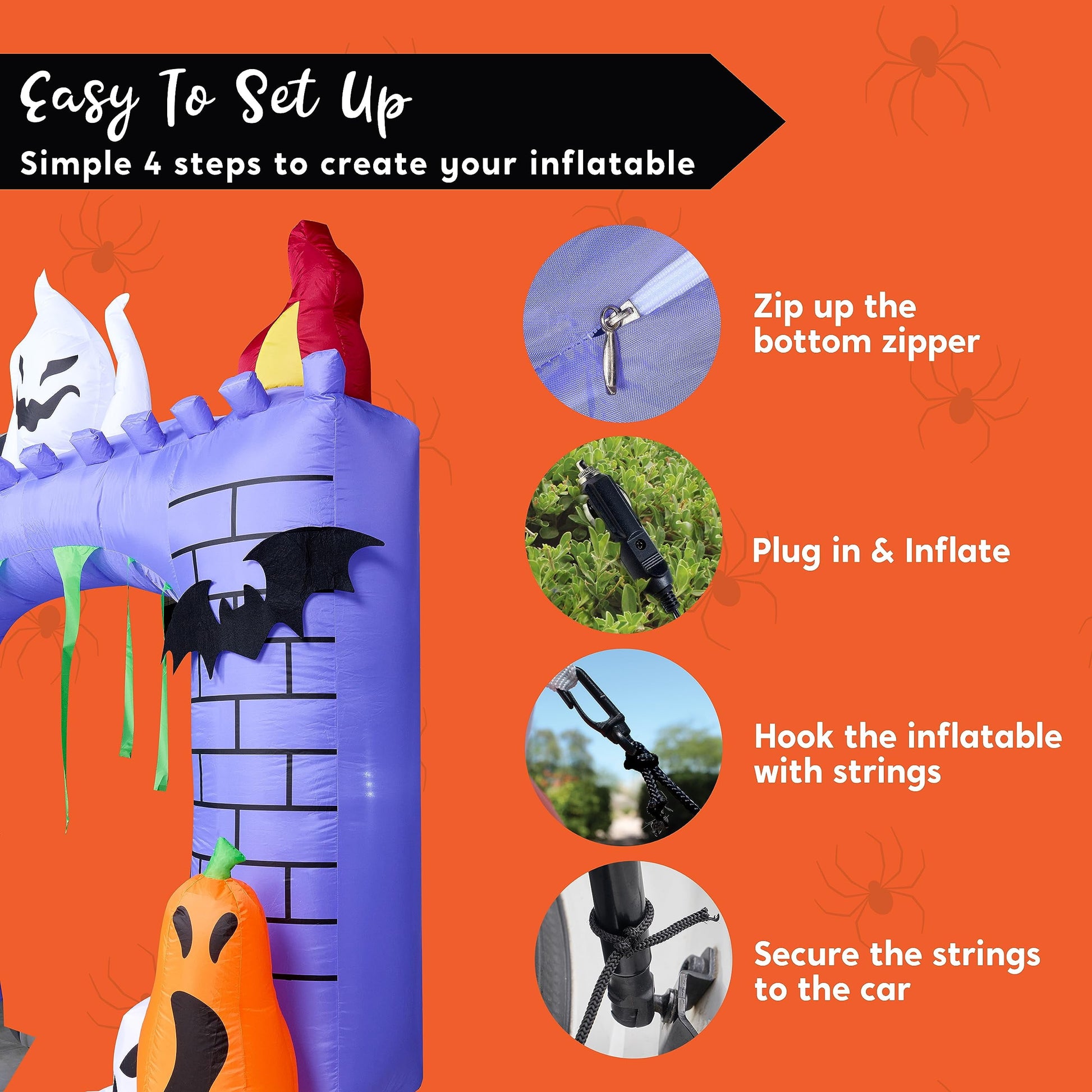 Castillo Inflable Embrujado 6FT con Fantasmas y Calabaza LED – Decoración de Halloween