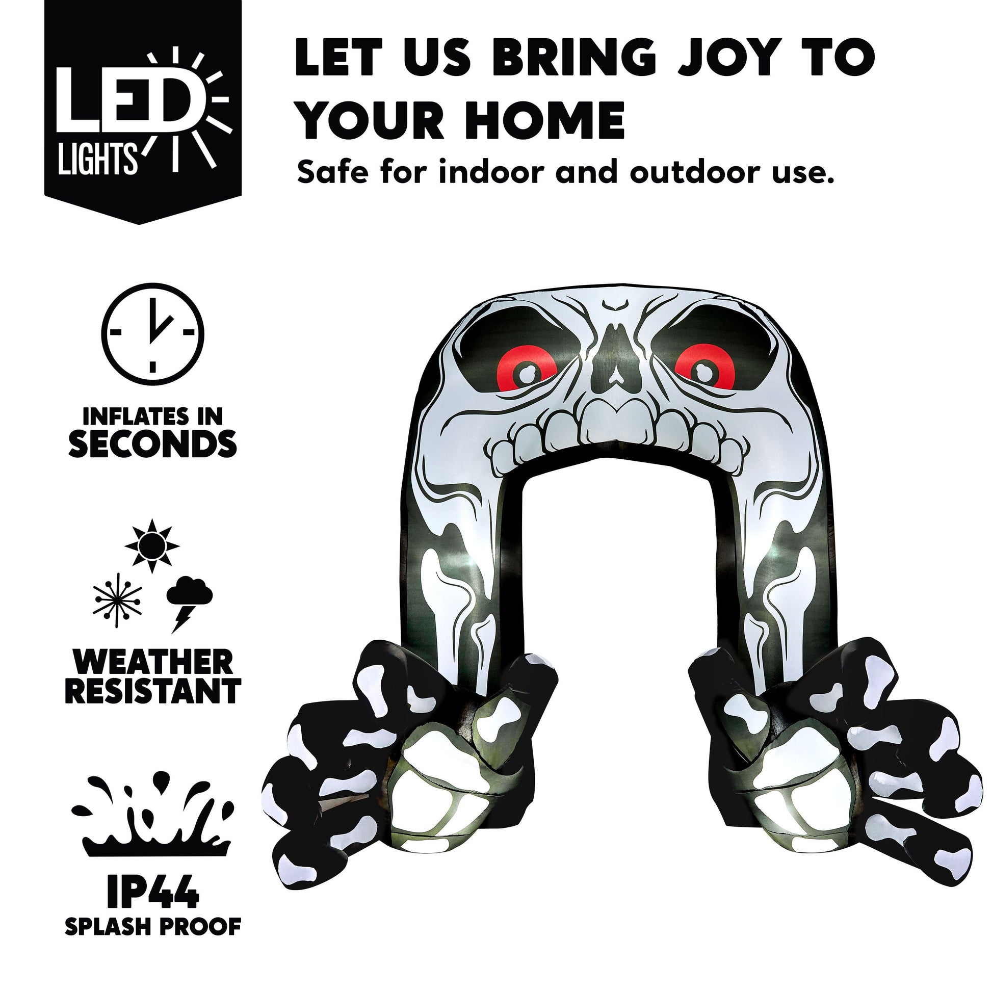 Esqueleto Inflable Gigante 2,4 m con Luces LED – Decoración de Halloween para Exterior