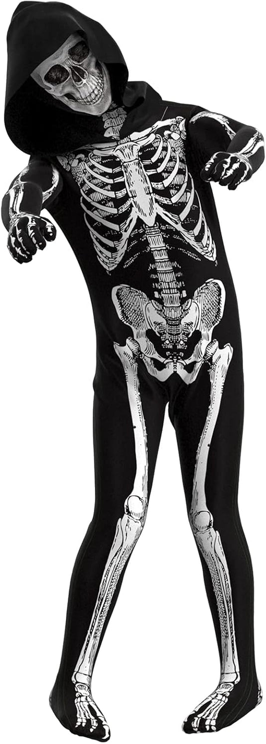 Disfraz Unisex de Esqueleto – Enterizo Negro con Huesos Blancos