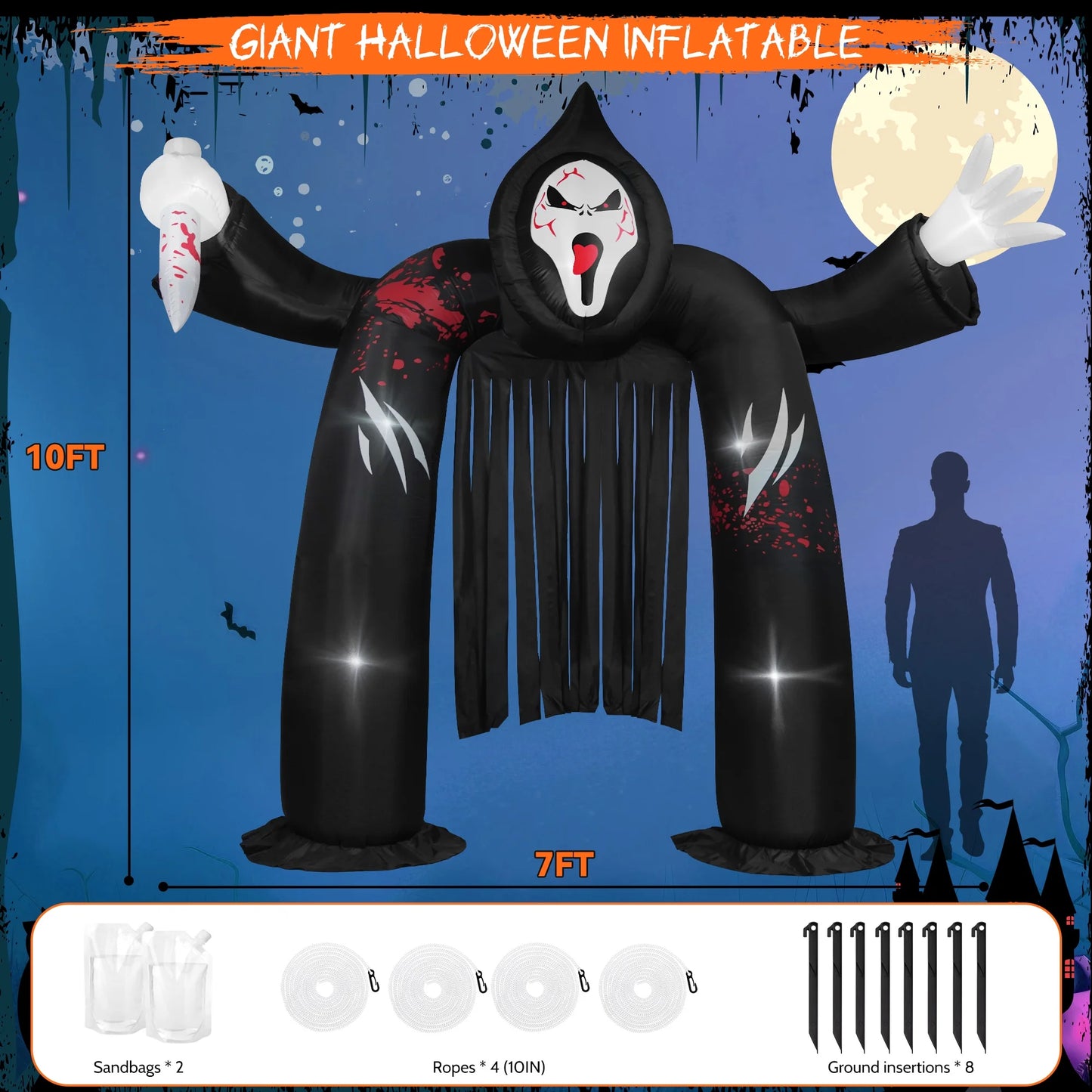 Arco Inflable Castillo Fantasma 10FT – Decoración de Halloween 👻🎃