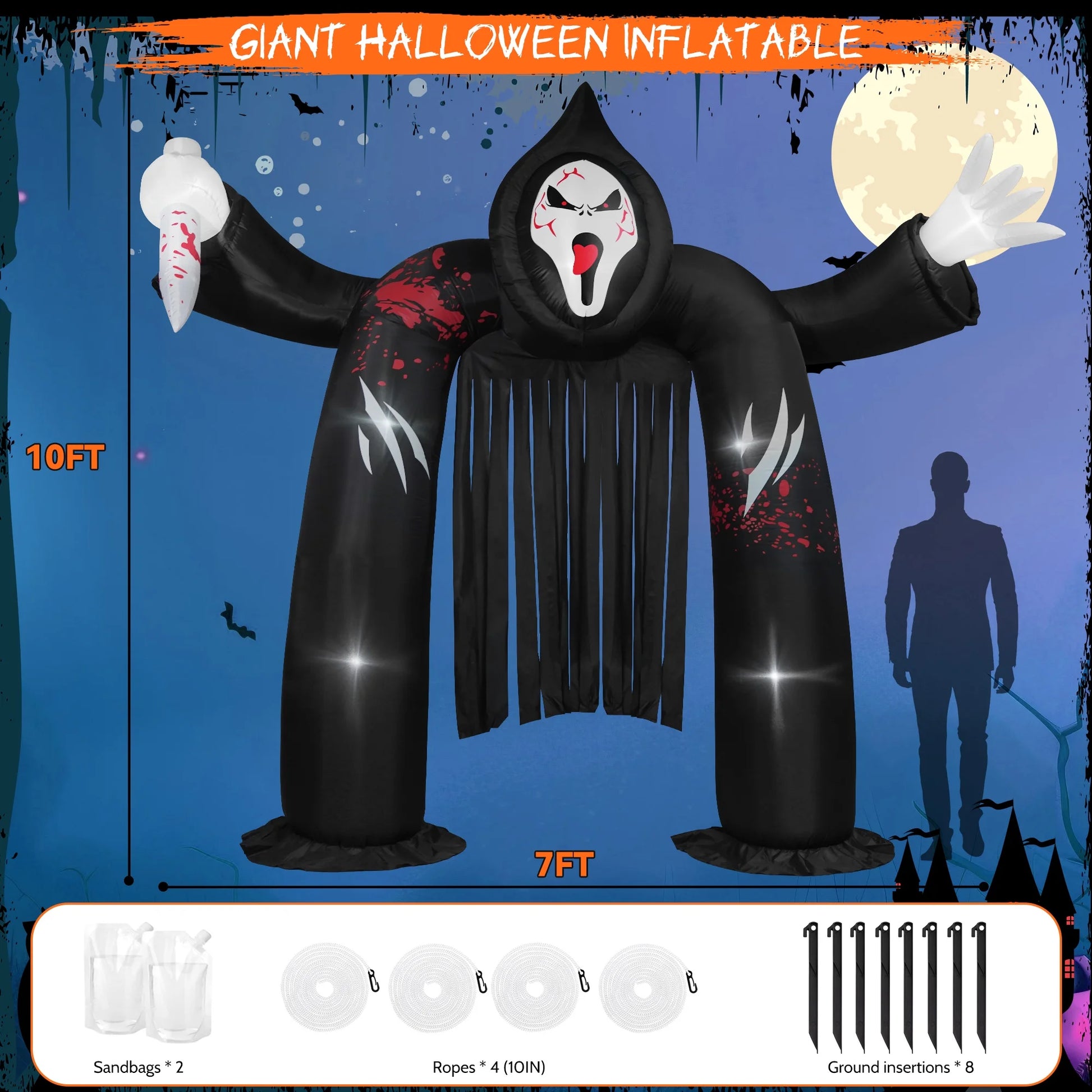 Arco Inflable Castillo Fantasma 10FT – Decoración de Halloween 👻🎃