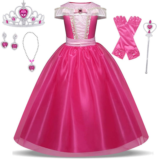 Disfraz Infantil de Princesa Rosa – Vestido Elegante con Accesorios para Niñas | Ideal para Halloween o Fiestas Temáticas