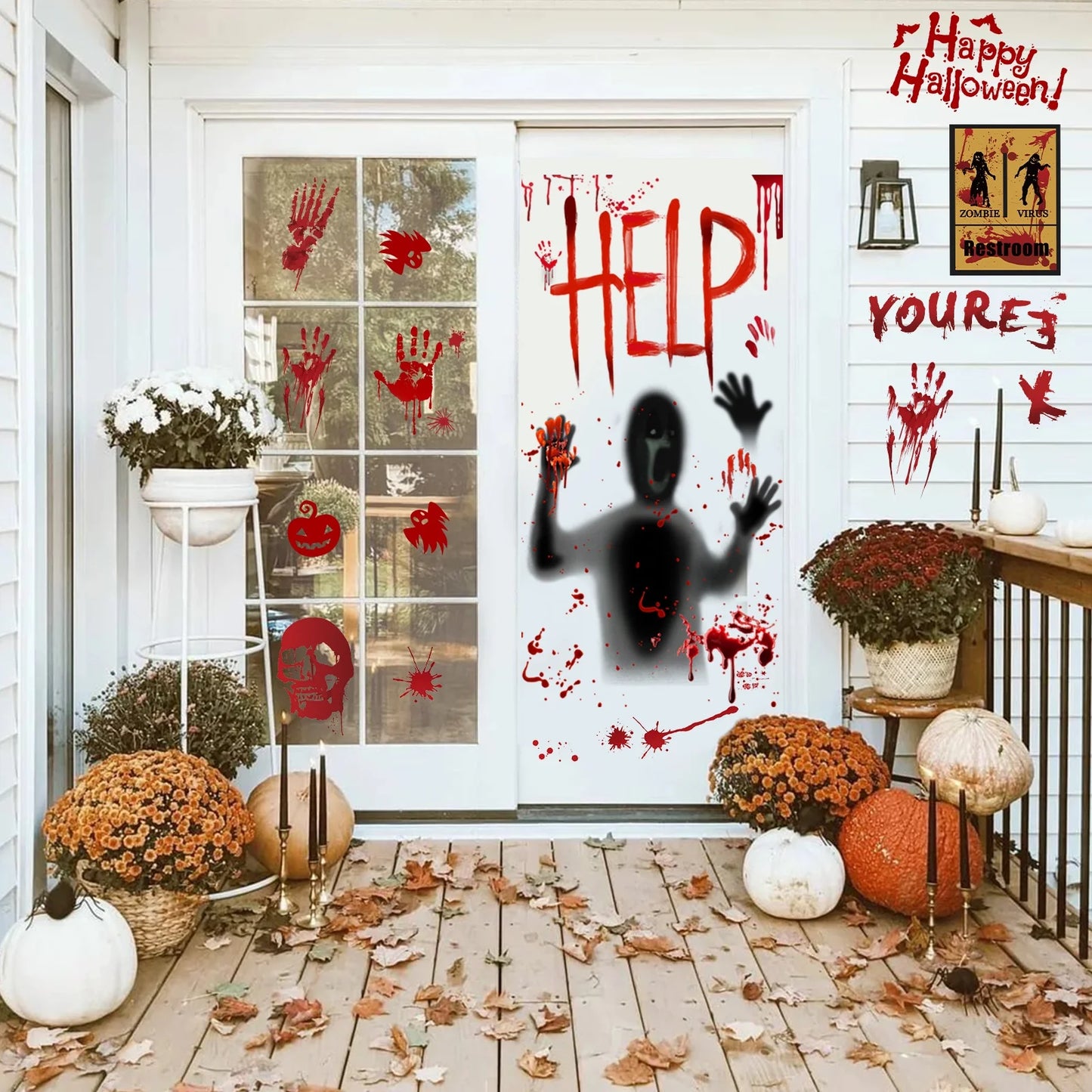 Pegatinas Sangrientas para Ventanas – Decoración de Terror para Halloween