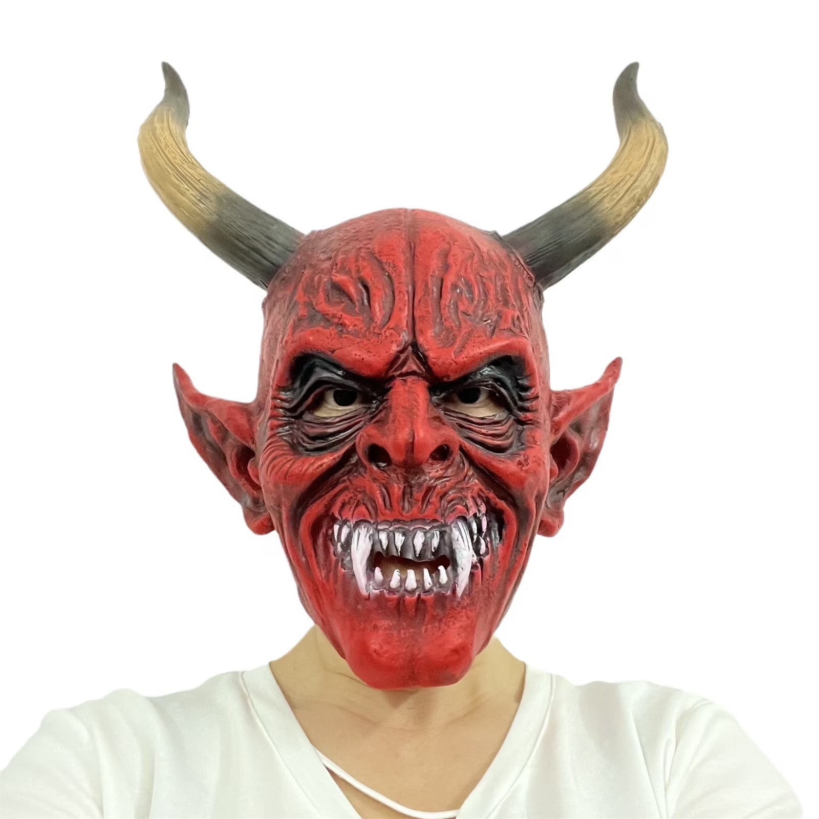 Máscara de Demonio Realista 14.9" – Terror Infernal para Halloween