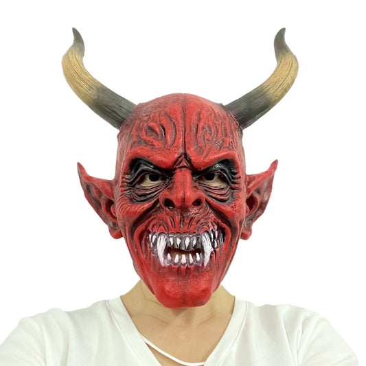 Máscara de Demonio Realista 14.9" – Terror Infernal para Halloween