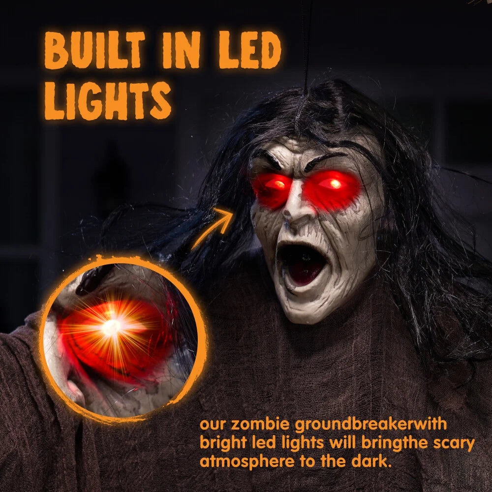 Zombi Enterrado con Ojos LED – Decoración de Halloween para Jardín o Cementerio