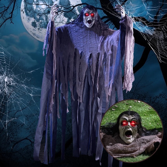 Zombi Enterrado con Ojos LED – Decoración de Halloween para Jardín o Cementerio