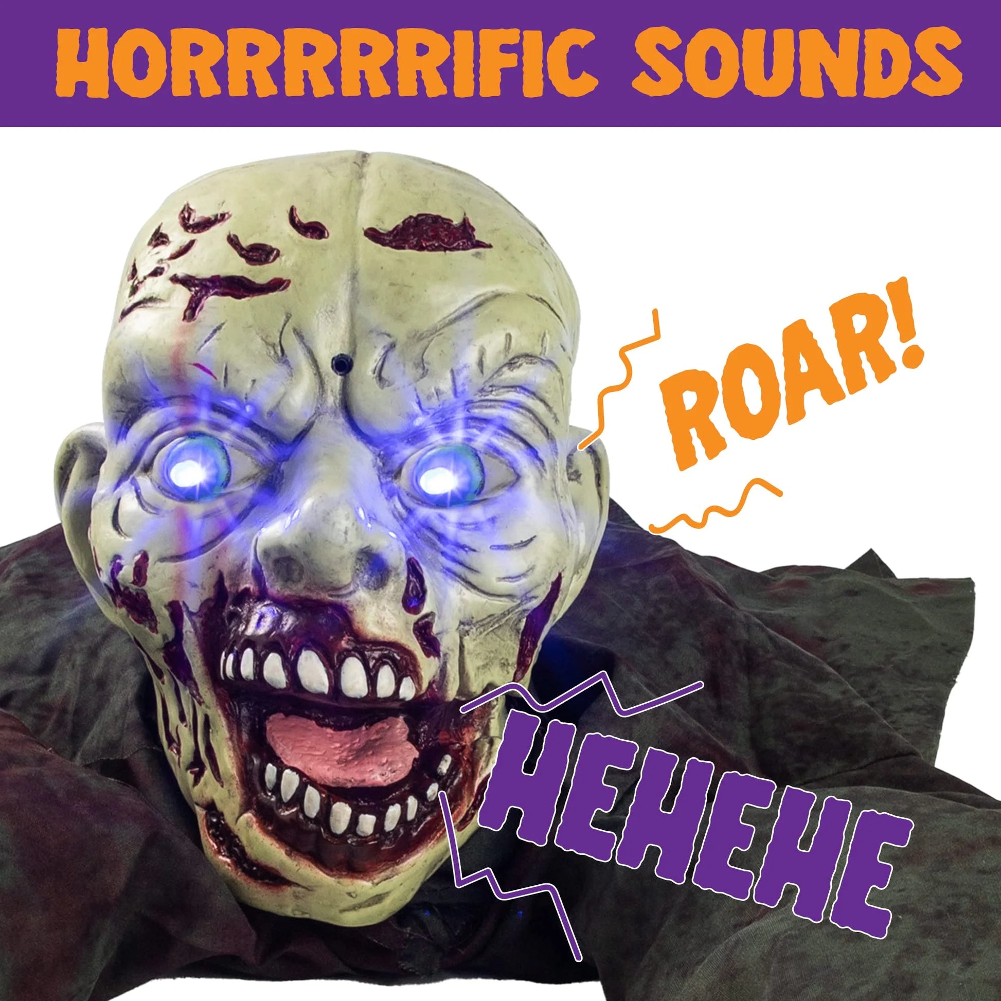 Zombie Animatrónico con Sonido y Ojos LED – Decoración de Halloween para Exterior e Interior