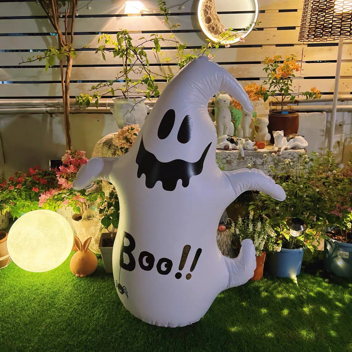 Inflable Fantasma de Halloween 4 FT – Decoración Exterior con Luces LED para Jardín o Fiesta