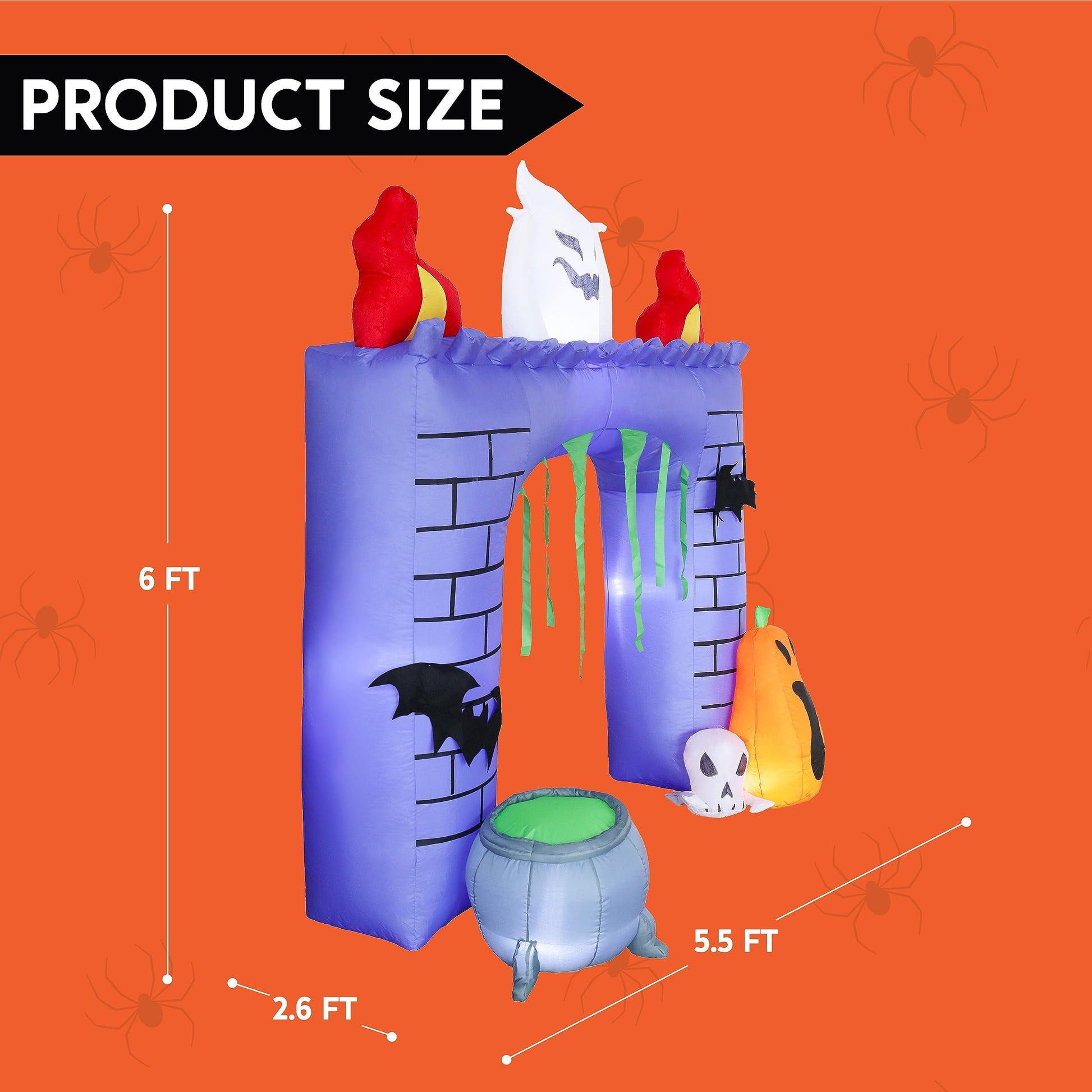 Castillo Inflable Embrujado 6FT con Fantasmas y Calabaza LED – Decoración de Halloween