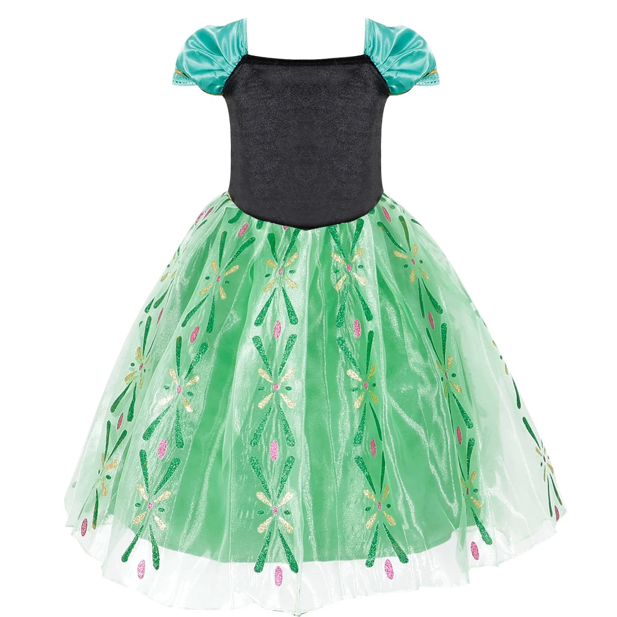 Disfraz Infantil de Princesa Verde – Vestido con Corona, Varita y Guantes | Ideal para Halloween o Cumpleaños
