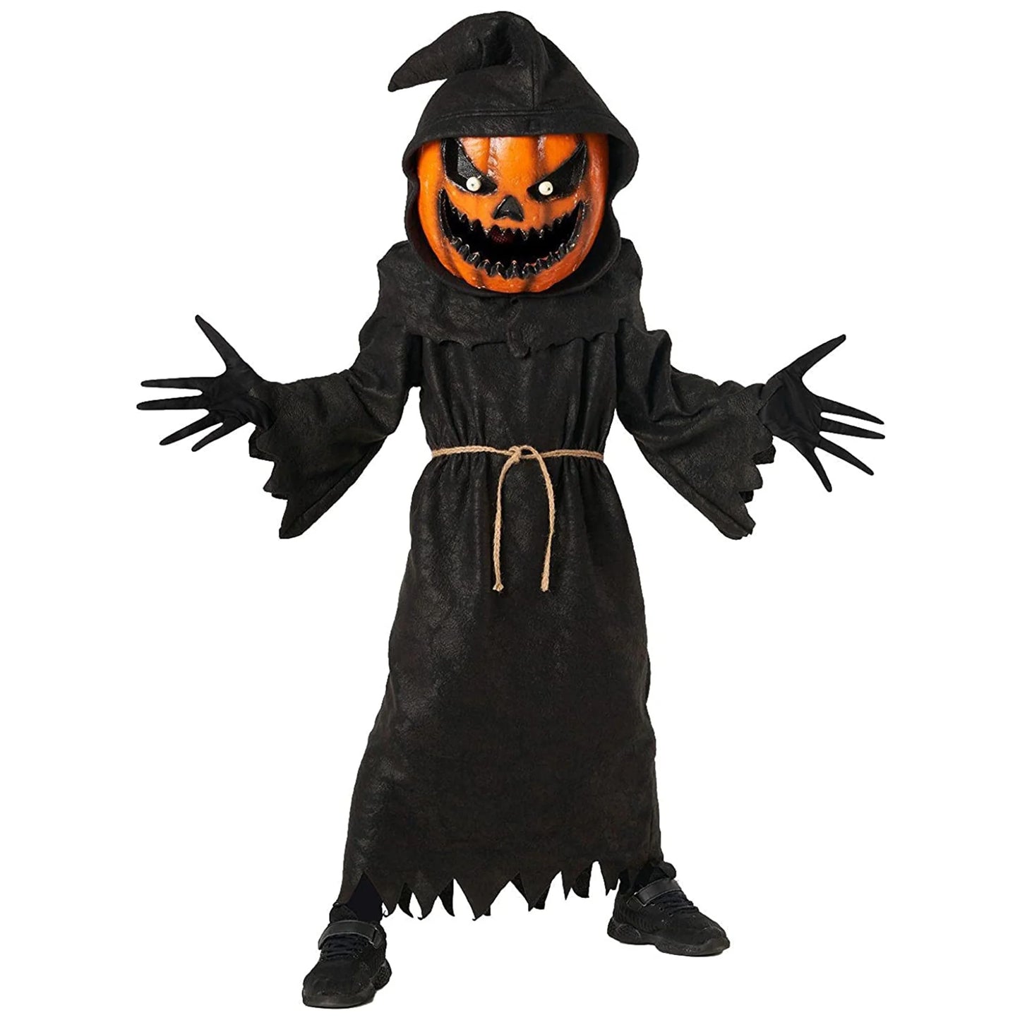 Disfraz Infantil de Calabaza Malvada – Traje de Monstruo de Halloween con Capa Negra y Detalles Naranja