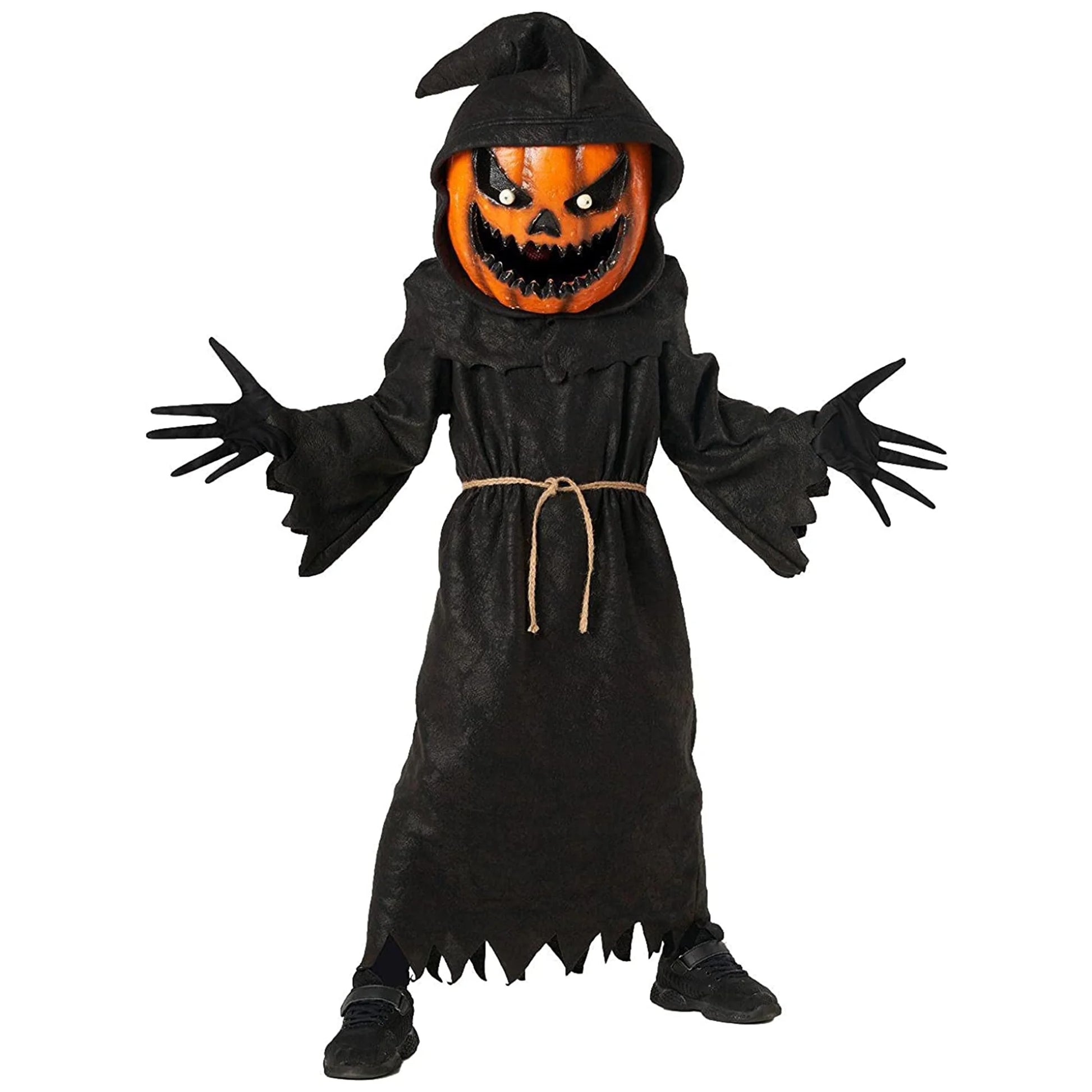 Disfraz Infantil de Calabaza Malvada – Traje de Monstruo de Halloween con Capa Negra y Detalles Naranja