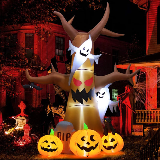 Árbol Inflable de Halloween 11.8FT con Fantasmas y Calabazas – Decoración con Luces LED