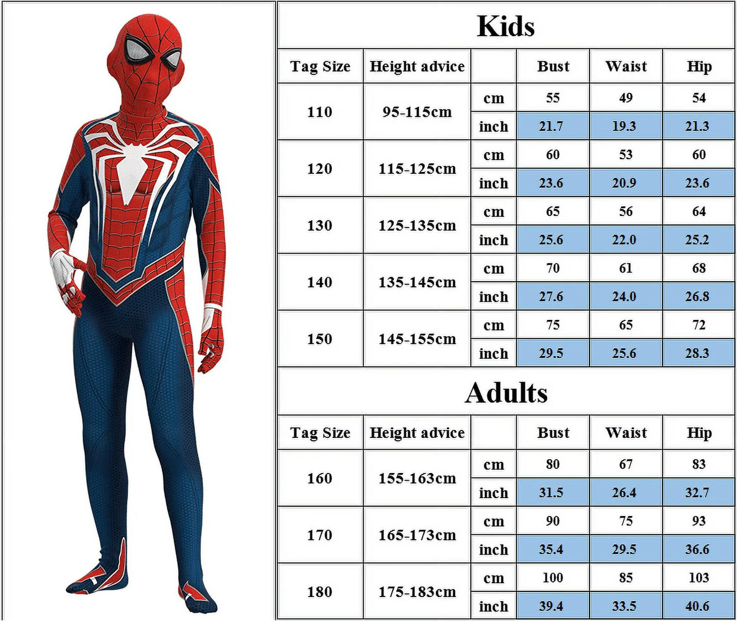 Disfraz Infantil de Superhéroe – Traje Completo de Lycra con Máscara para Niños (Estilo Spider-Man)