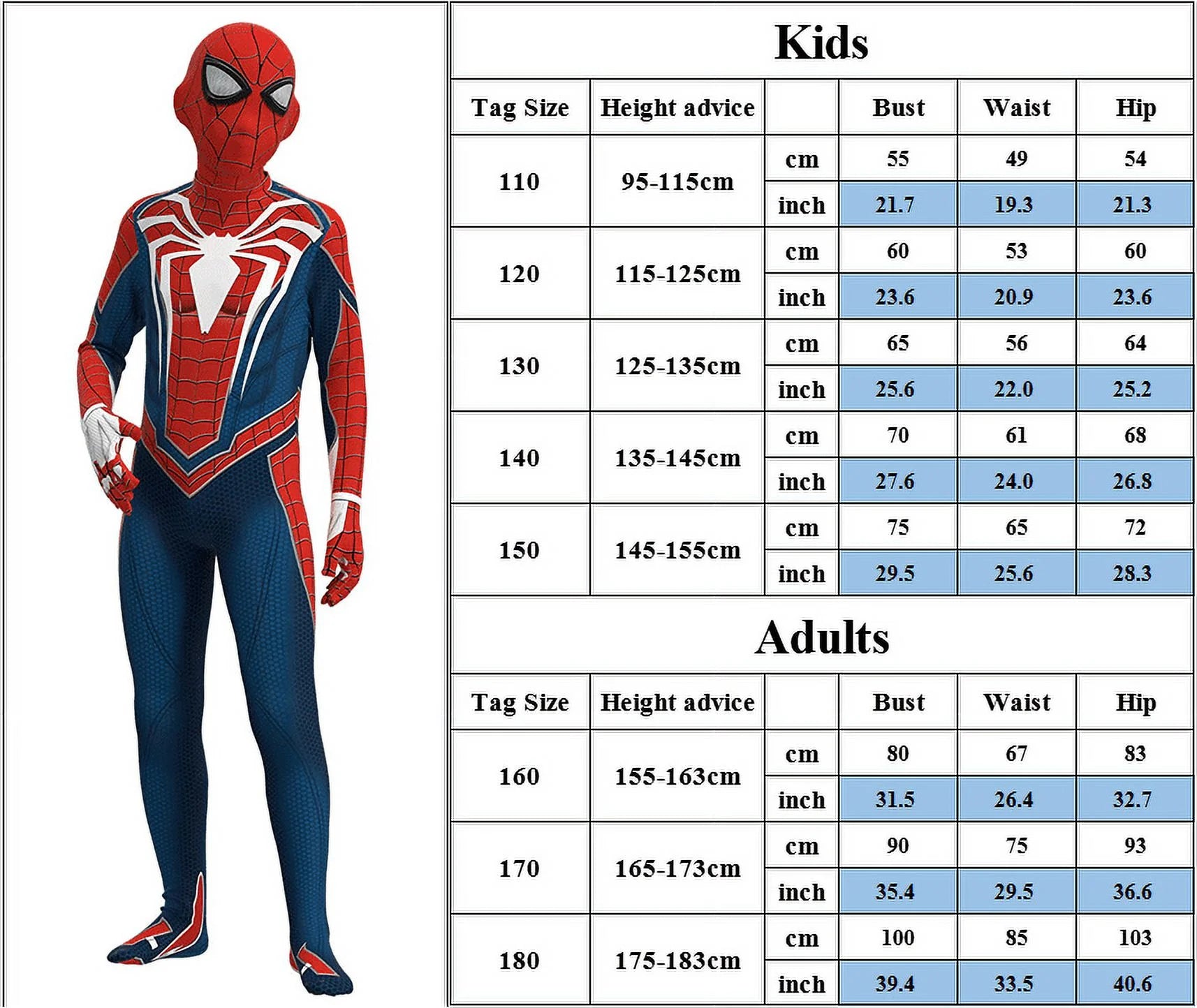 Disfraz Infantil de Superhéroe – Traje Completo de Lycra con Máscara para Niños (Estilo Spider-Man)