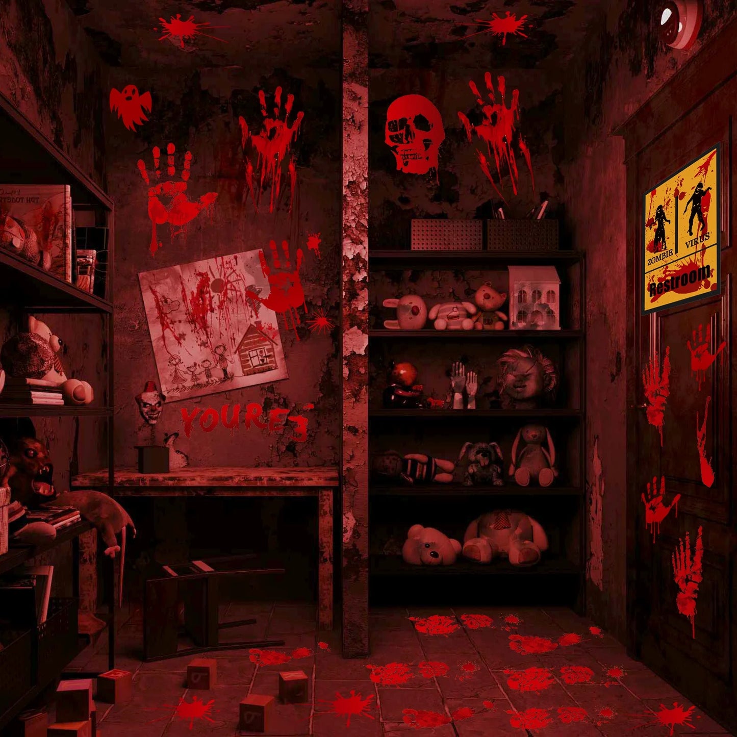 Pegatinas Sangrientas para Ventanas – Decoración de Terror para Halloween