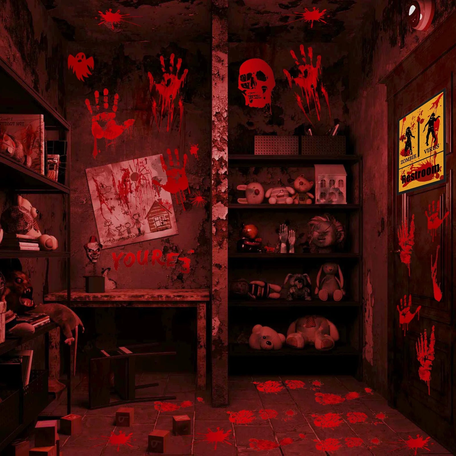 Pegatinas Sangrientas para Ventanas – Decoración de Terror para Halloween