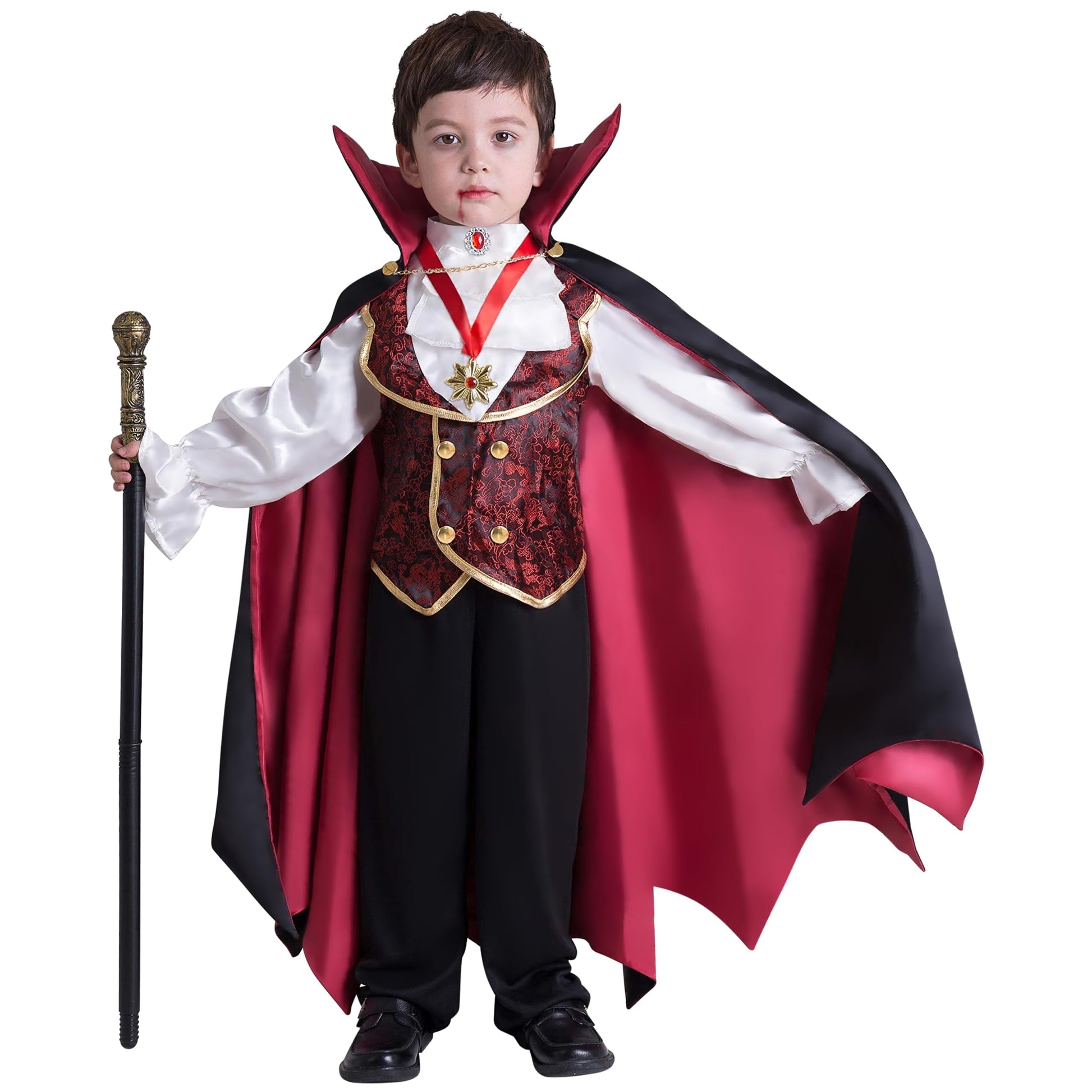 Disfraz Infantil de Vampiro Gótico – Traje Completo de Halloween para Niños (3–4 años)