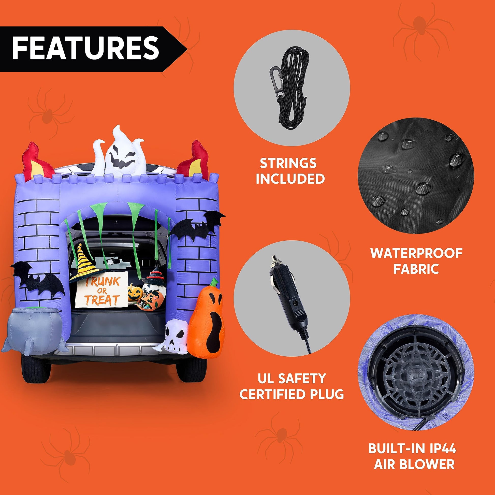 Castillo Inflable Embrujado 6FT con Fantasmas y Calabaza LED – Decoración de Halloween