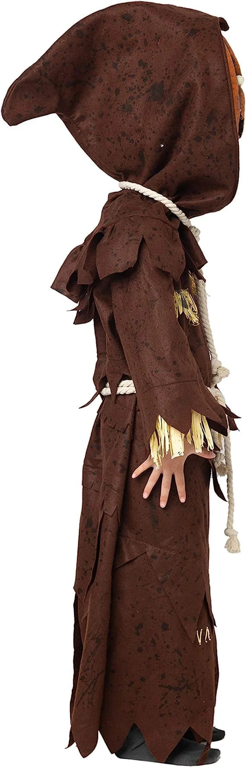 Disfraz de Espantapájaros con Cabeza de Calabaza – Traje de Terror Infantil para Halloween con Máscara Incluida