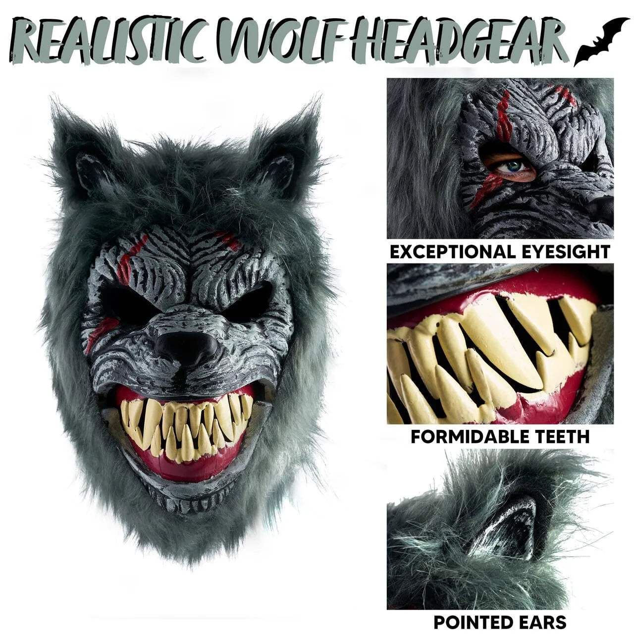 Máscara Realista de Hombre Lobo – Látex Completo para Halloween, Cosplay o Fiestas de Terror