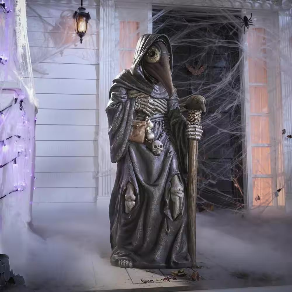 Doctor de la Peste 3.5 FT – Decoración Clásica de Halloween con Capa y Máscara Medieval