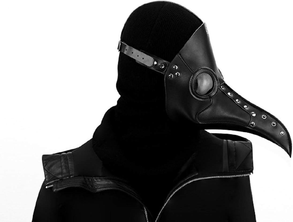 Máscara de Médico de la Peste Negra – Cuero Sintético PU | Disfraz de Halloween Gótico y Misterioso