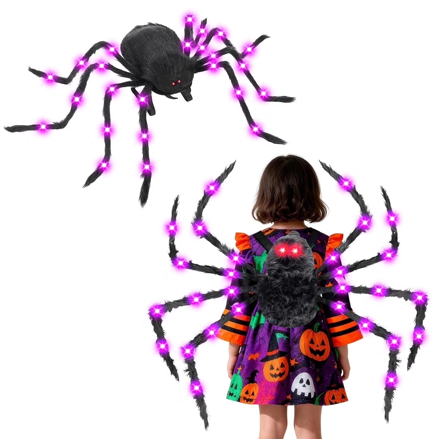 Disfraz de Araña Gigante con Luces LED – Halloween para Niños y Adultos