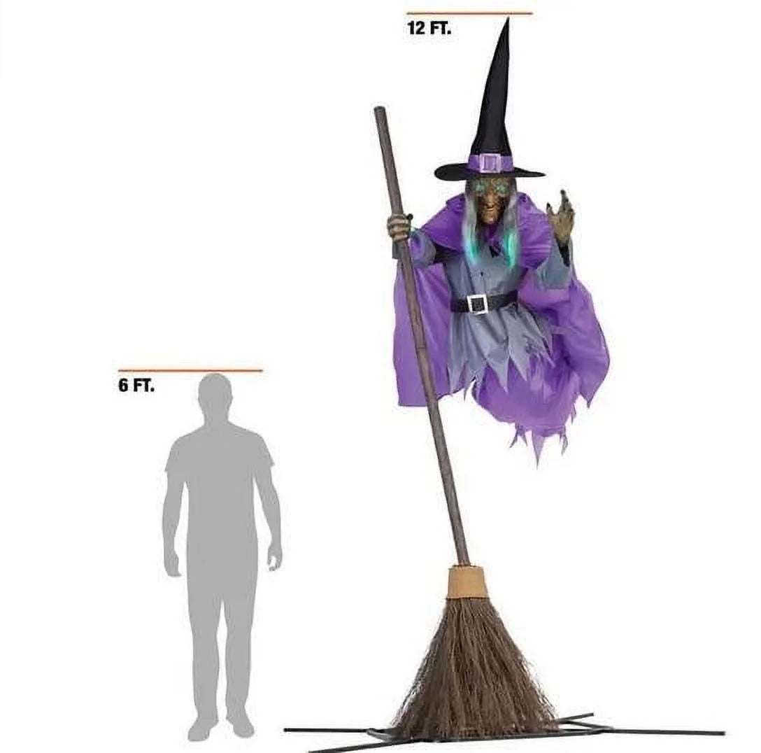Bruja Voladora Decorativa de Jardín – Figura de Terror Flotante para Halloween con Efecto de Vuelo