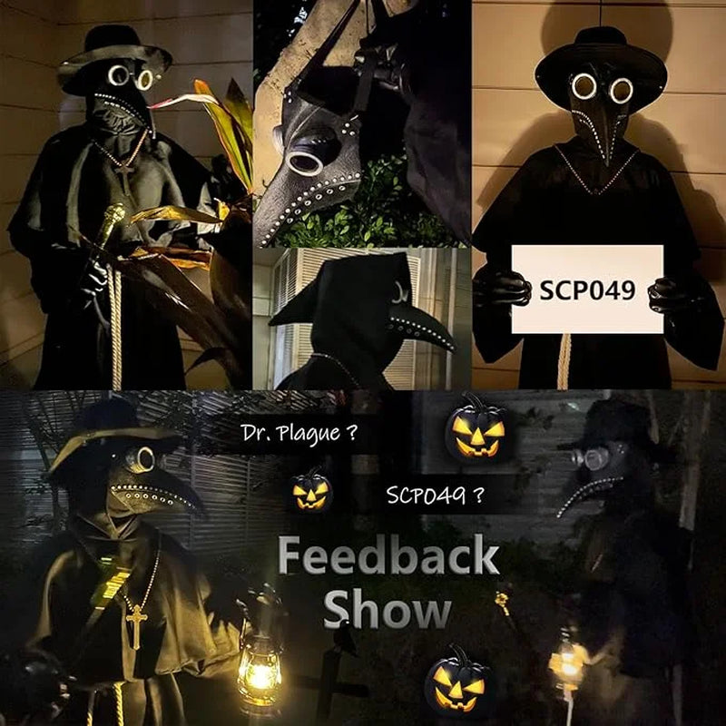 Disfraz Infantil de Doctor de la Peste – Traje Completo con Máscara y Capa Negra, Ideal para Halloween y Cosplay