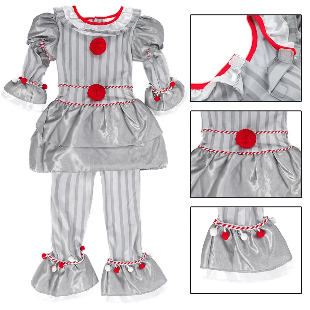 Disfraz de Payaso Clásico para Niños – Traje Completo de Terror y Circo, Ideal para Halloween y Fiestas Temáticas