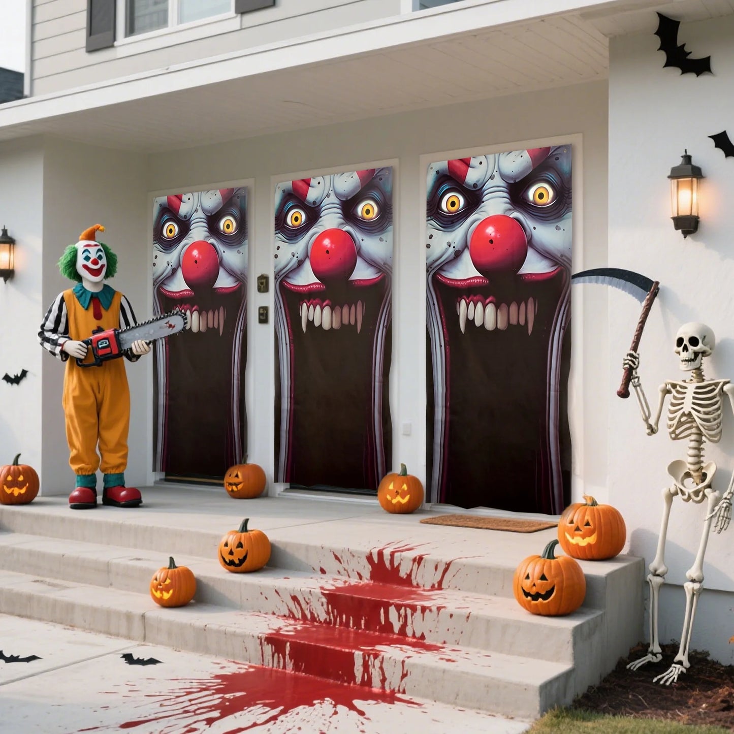 Cortina de Payaso de Terror – Decoración de Puerta o Ventana para Halloween